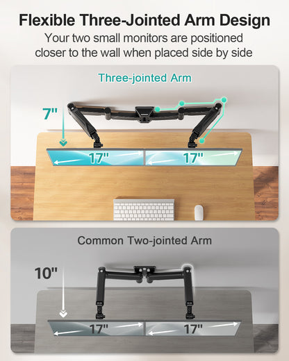 MOUNT PRO Long Arm Dual Monitor Wall Mount for Max 32" Screens, Max 17.6lbs, Extra Long Height Adjustable Wall Monitor Arm for 2 Monitors, Full Motion Wall Monitor Mount with VESA 75x75/100x100