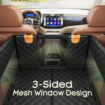 LIFTGO Dog Car Seat for Large Medium Dogs, Back Seat Extender for Pets with 4-Splice Hard Bottom, Waterproof Pet Seat Cover with 3 Mesh Windows for Cars, Trucks and SUVs