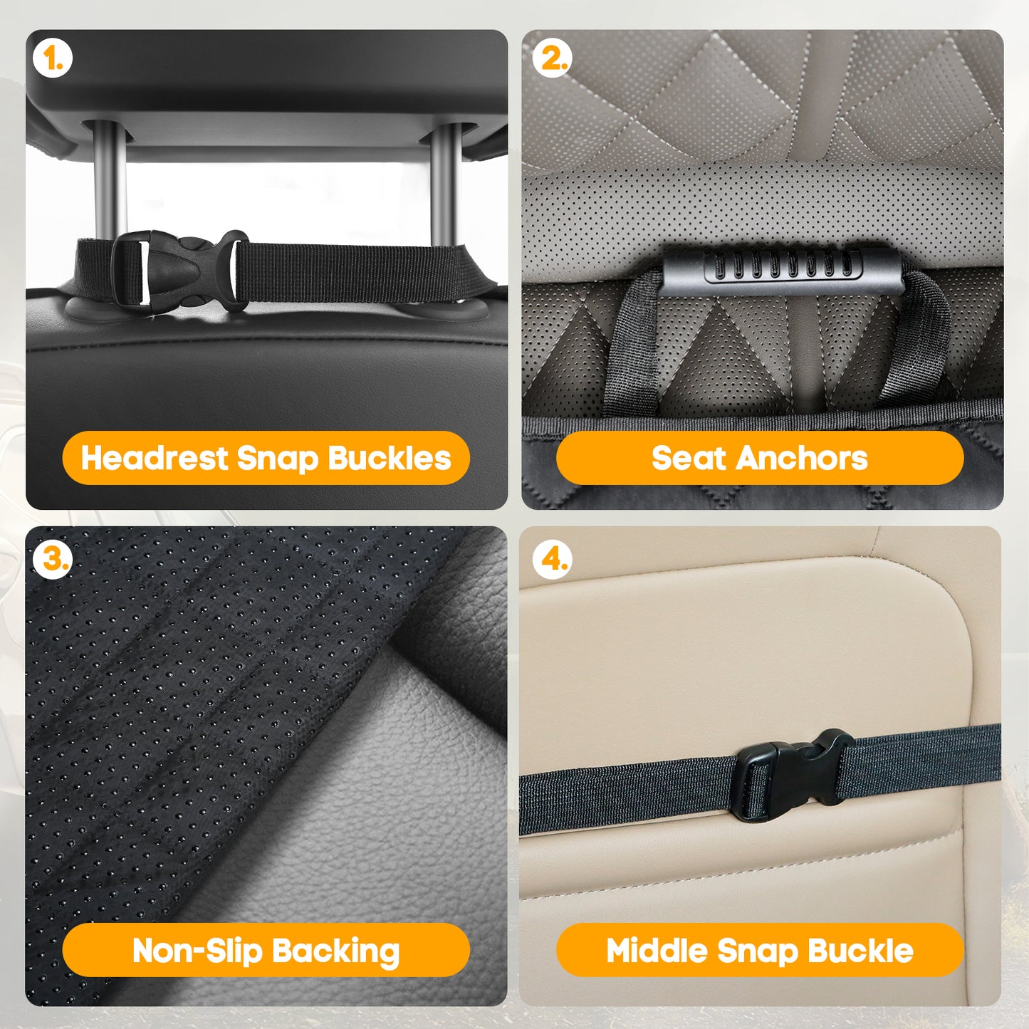 PETICON Front Seat Car Cover 2 Pack, Waterproof PU Leather Dog Car Seat Cover with Side Flaps, Nonslip Scratchproof Captain Chair Seat Cover Fits for Cars, Trucks, SUVs, Jeep