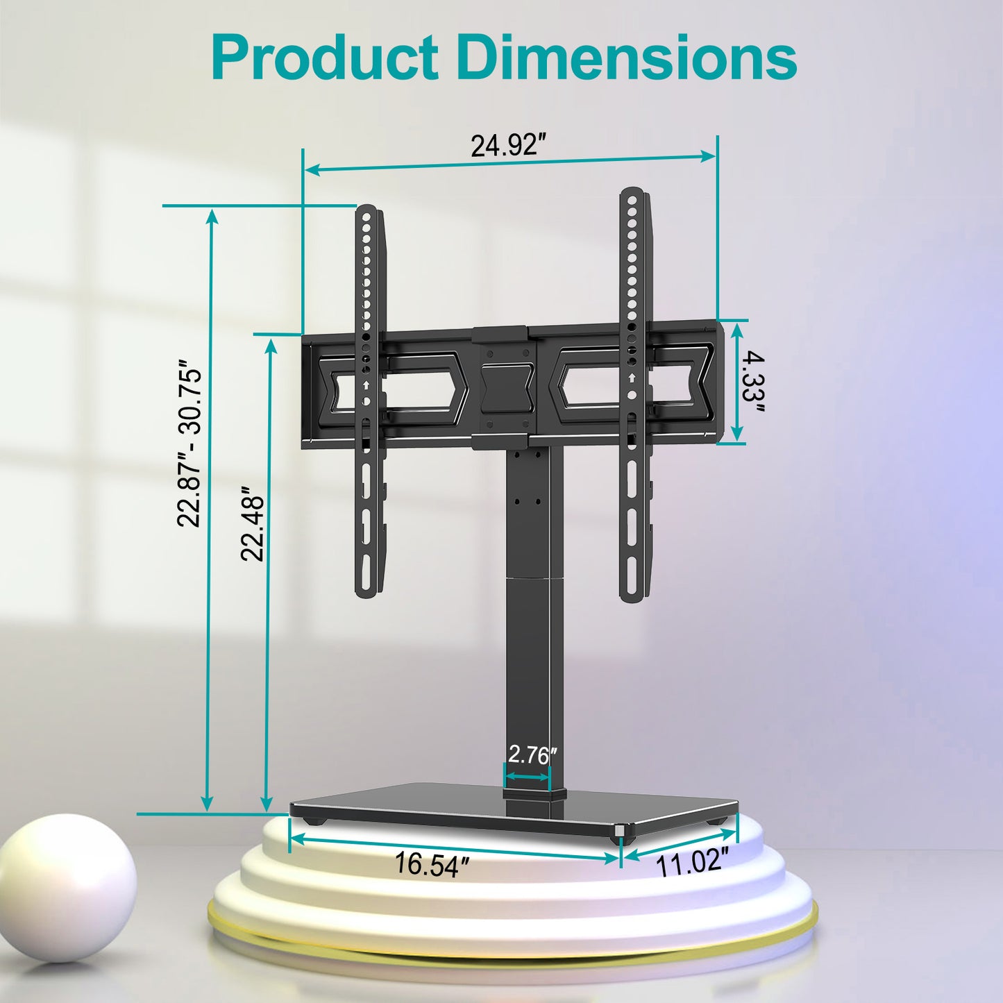 LIFTGO Universal TV Stand, Swivel Table Top TV Stand for 37 to 75 Inch LCD LED TVs, Height Adjustable TV Mount Stand with Tempered Glass Base, Holds up to 88lbs, Max VESA 600x400mm