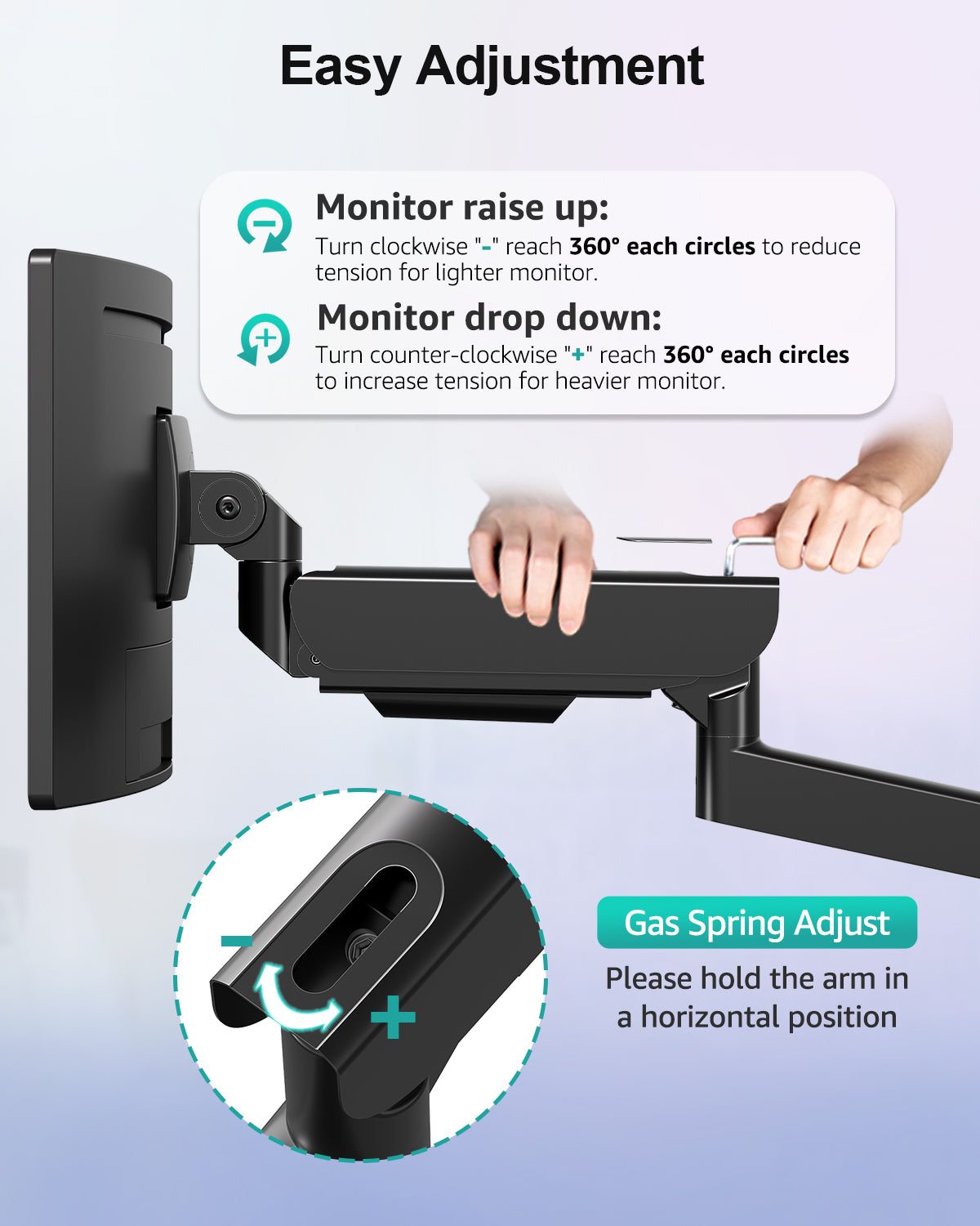 MOUNT PRO Wall Mount Monitor Arm for 22-57 Inch Ultrawide Screen, Black, Premium Heavy Duty Gaming Monitor Arm for Max 66 lbs, Easy Adjustment Fully Adjustable Wall Bracket 75x75/100x100 VESA Mount