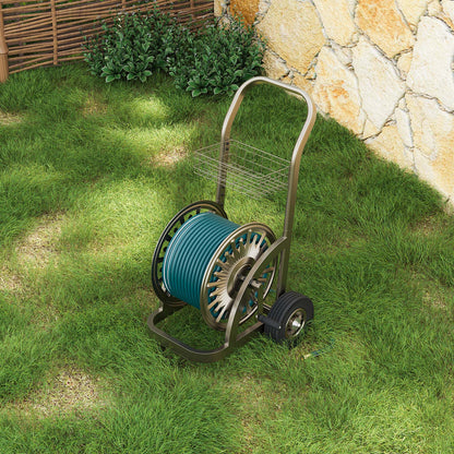 GOFORWILD Heavy Duty Steel Garden Hose Reel Cart with Wheels - Holds 200ft of 5/ Hose, Storage Basket & Anti-Tip Design - Mobile Water Reel for Lawn, Yard, Garden