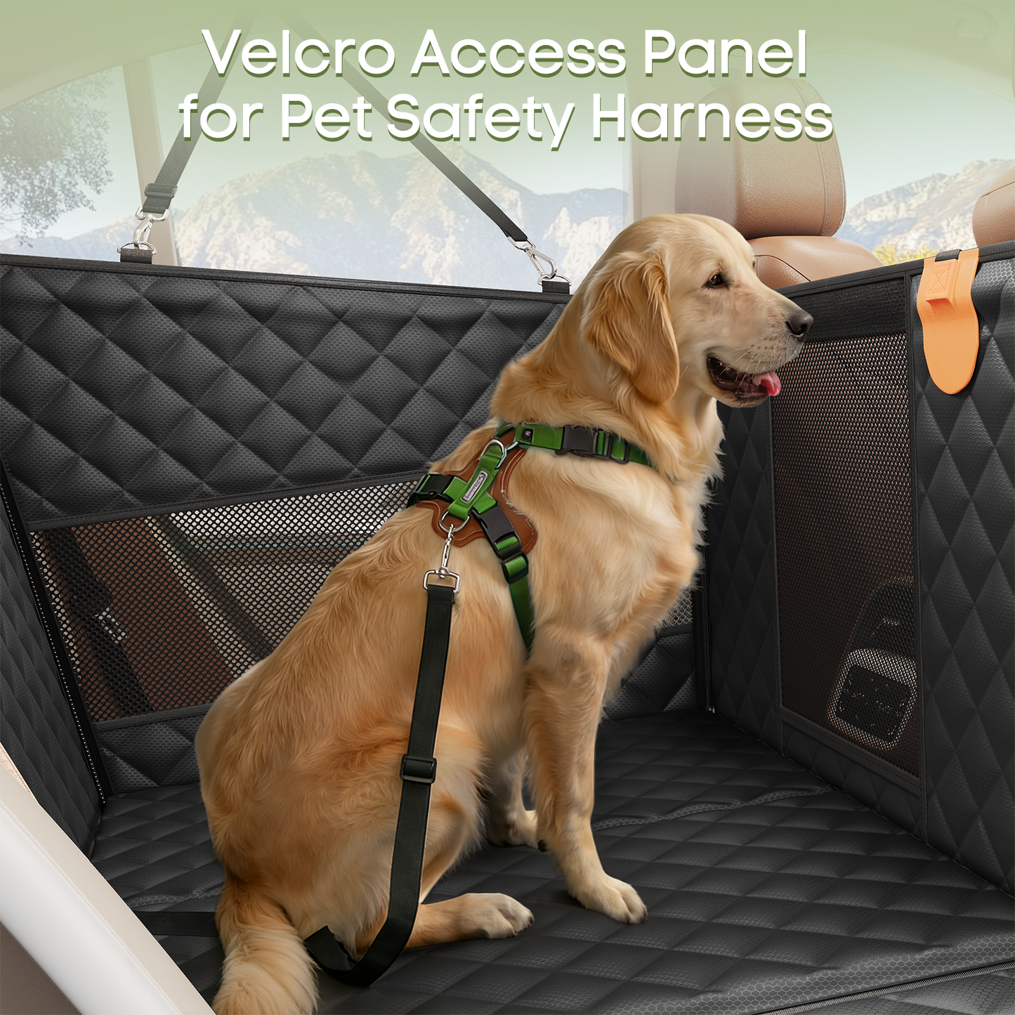 LIFTGO Dog Car Seat for Large Medium Dogs, Back Seat Extender for Pets with 4-Splice Hard Bottom, Waterproof Pet Seat Cover with 3 Mesh Windows for Cars, Trucks and SUVs
