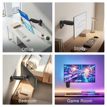 MOUNT PRO Monitor Wall Mount, 14.7" Short Monitor Arm for Max 32" Screen, Full Motion Height Adjustable Single Computer Wall Mount Holds Up to 19.8lbs, VESA 75x75/100x100, Black.