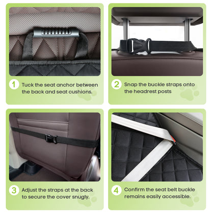 Waterproof Dog Seat Cover 2-Pack for Front Seats – Nonslip Scratchproof Captain Chair Covers with Side Flaps, Universal Fit for Cars, Trucks, SUVs, Jeep