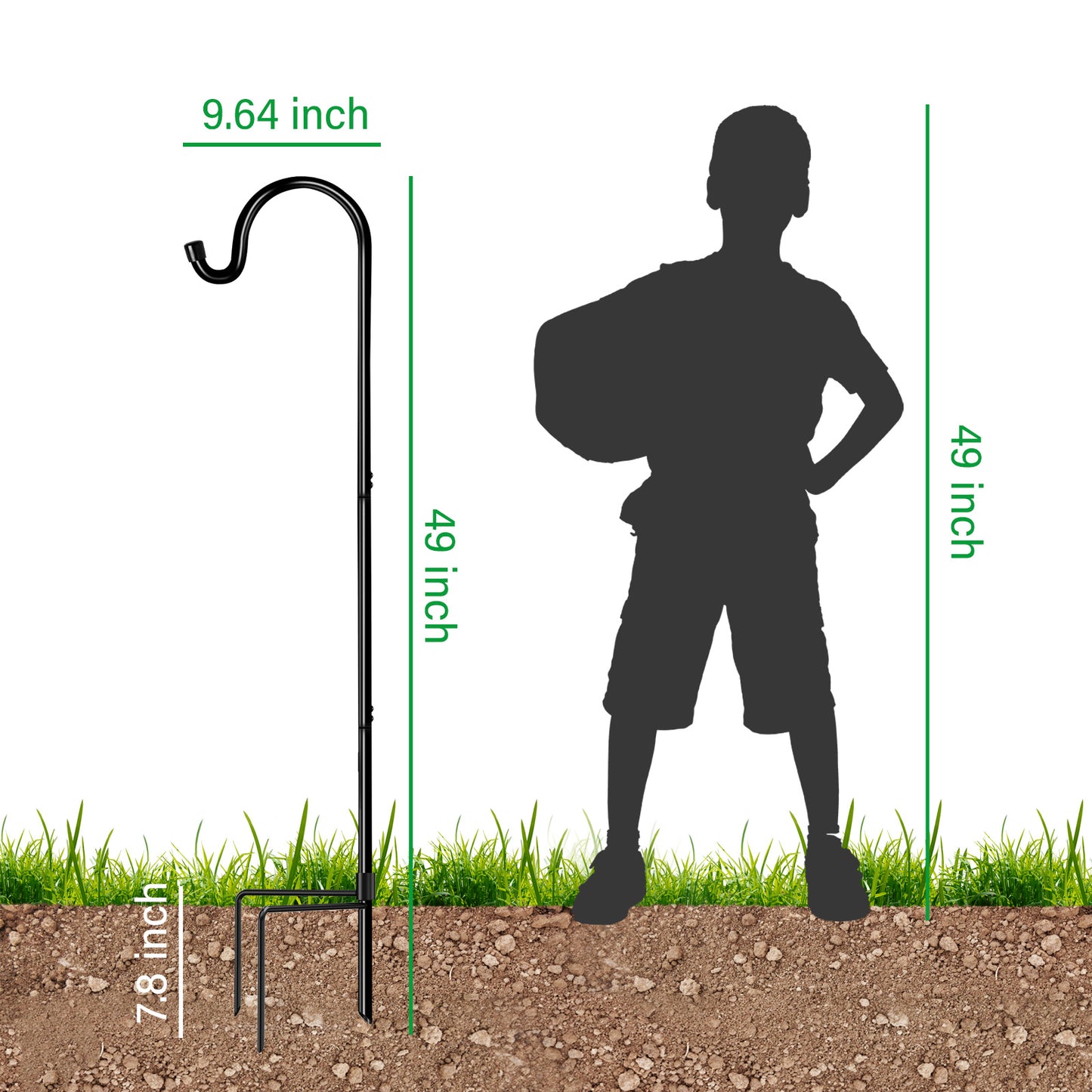 GOFORWILD Shepherd Hook 8 Pack Adjustable, 49 inches Tall, Made of Premium Metal for Garden Decor, Plant Hanger, Lantern Hook, Solar Light Hanging, 7013-4