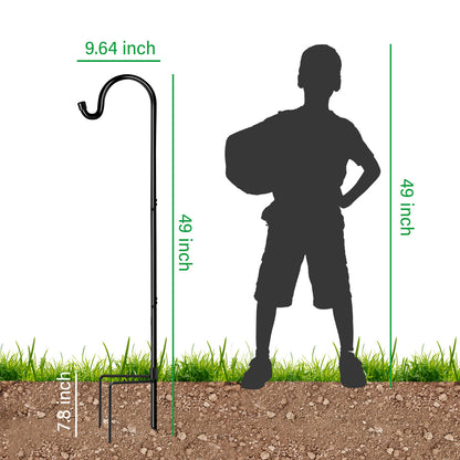 GOFORWILD Shepherd Hooks 6 Pack Adjustable, 49 inches Tall, Premium Metal Garden Hook for Outdoor, Hanging Plant, Solar Lights, Lanterns, Bird Feeders, and Wedding Decor, 7013-3