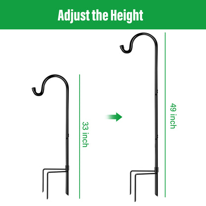 GOFORWILD Shepherd Hooks 6 Pack Adjustable, 49 inches Tall, Premium Metal Garden Hook for Outdoor, Hanging Plant, Solar Lights, Lanterns, Bird Feeders, and Wedding Decor, 7013-3