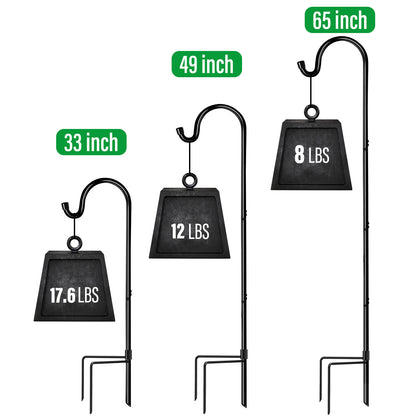 GOFORWILD Shepherd Hook 8 Pack Black, 33 inches Tall, Made of Premium Metal for Garden Decor, Plant Hanger, Lantern Hook, Solar Light Hanging, 7011-4