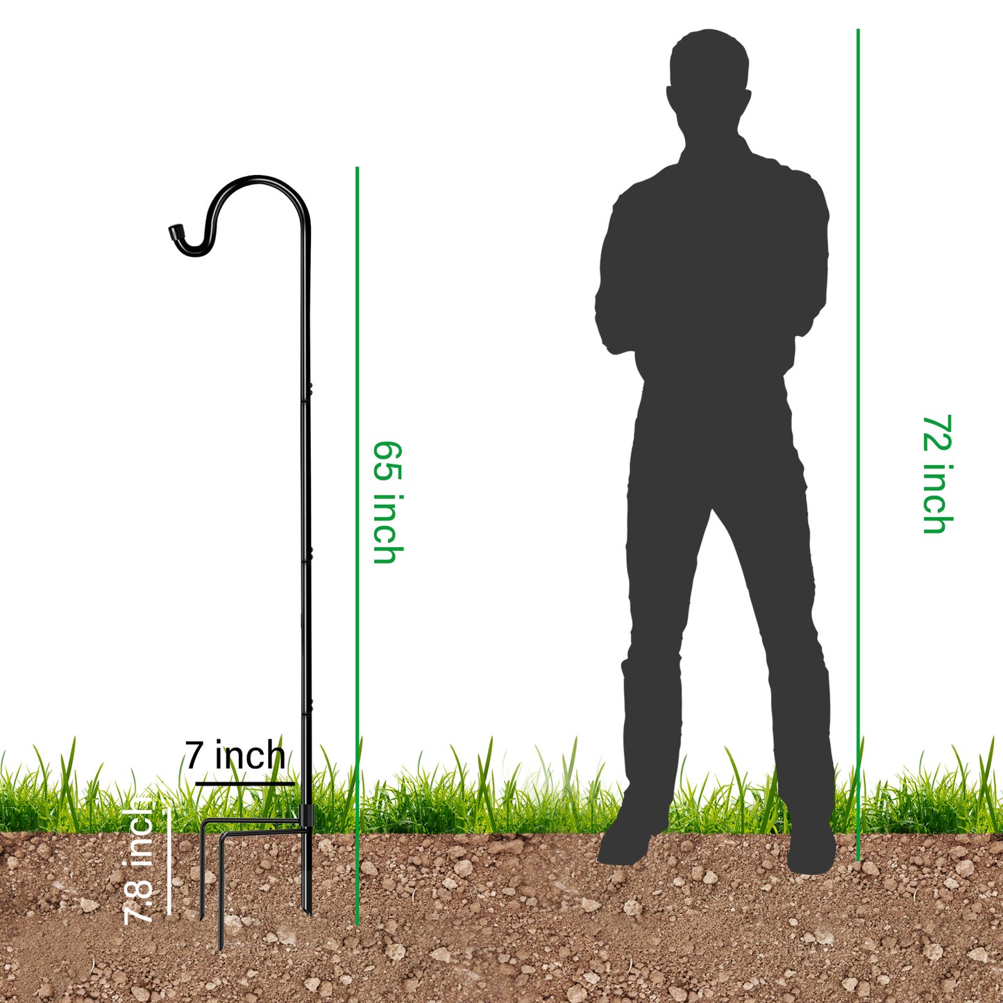 GOFORWILD Shepherd’s Hooks 8 Pack Black, 65 inches Tall, Made of Premium Metal for Garden Decor, Plant Hanger, Lantern Hook, Garden Stake and Wedding Decor, 7015-4