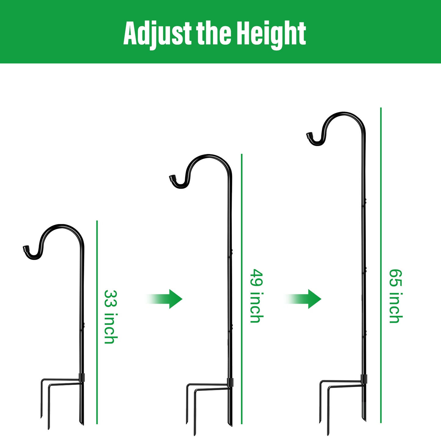 GOFORWILD Shepherd’s Hooks 8 Pack Black, 65 inches Tall, Made of Premium Metal for Garden Decor, Plant Hanger, Lantern Hook, Garden Stake and Wedding Decor, 7015-4