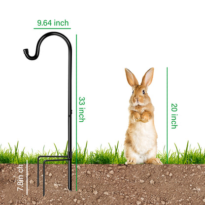 GOFORWILD Shepherd Hook 8 Pack Black, 33 inches Tall, Made of Premium Metal for Garden Decor, Plant Hanger, Lantern Hook, Solar Light Hanging, 7011-4