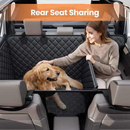 PETICON Back Seat Extender for Dogs, 3-in-1 Hard Bottom Dog Car Seat Cover Passenger Mode Dog Car Seat, 40% More Space, 3 Large Panels Support 500lbs, Waterproof Non-Slip Dog Hammock for Cars, SUVs