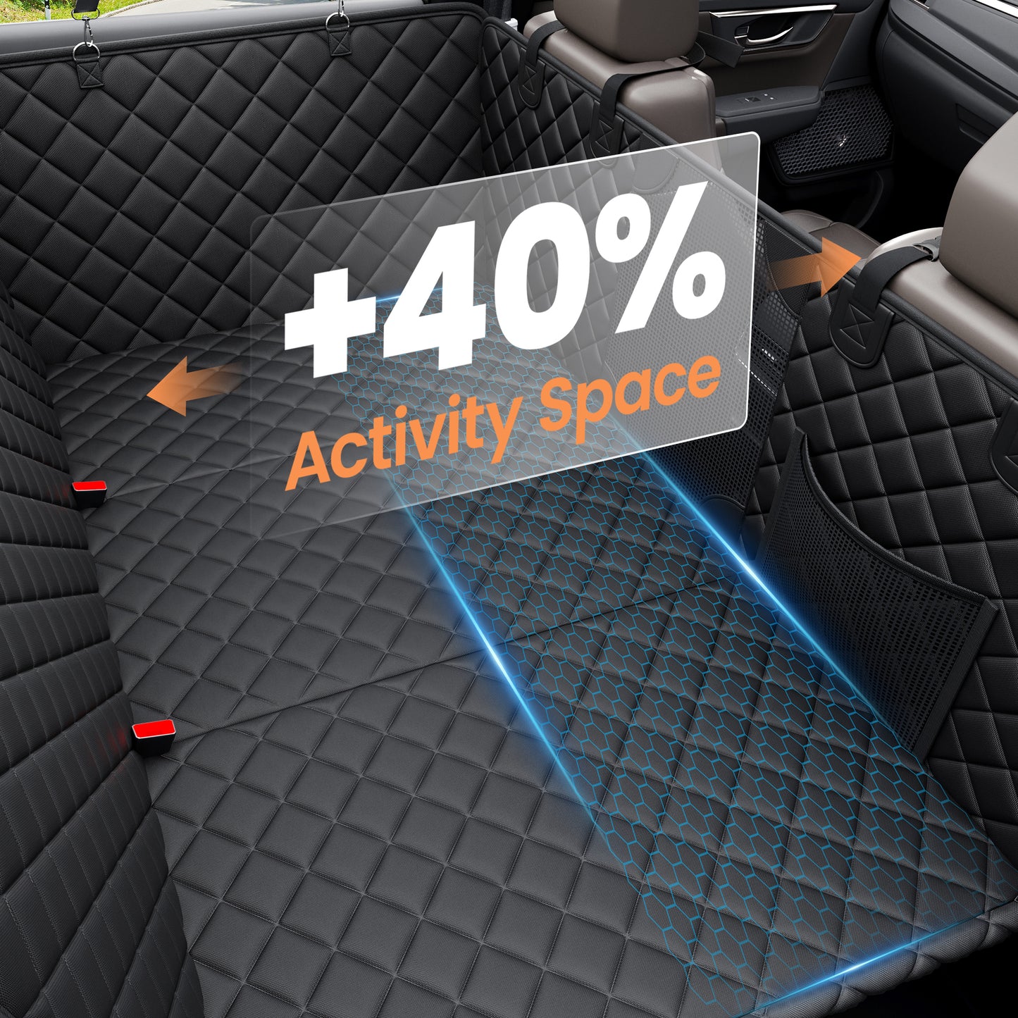 PETICON Back Seat Extender for Dogs, 3-in-1 Hard Bottom Dog Car Seat Cover Passenger Mode Dog Car Seat, 40% More Space, 3 Large Panels Support 500lbs, Waterproof Non-Slip Dog Hammock for Cars, SUVs