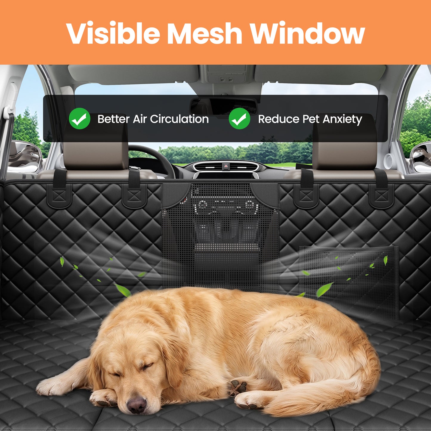 PETICON Back Seat Extender for Dogs, 3-in-1 Hard Bottom Dog Car Seat Cover Passenger Mode Dog Car Seat, 40% More Space, 3 Large Panels Support 500lbs, Waterproof Non-Slip Dog Hammock for Cars, SUVs