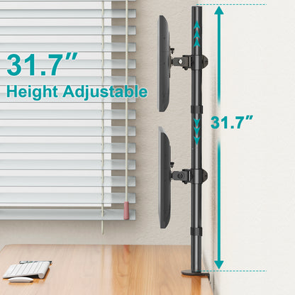 LIFTGO Vertical Dual Monitor Stand for 2 Max 32 inch Stack Screen Monitors, Stacked Monitor Mount with Swivel, Tilt, Height Adjustable, Computer Monitor Arm Holds up to 17.6 lbs Each