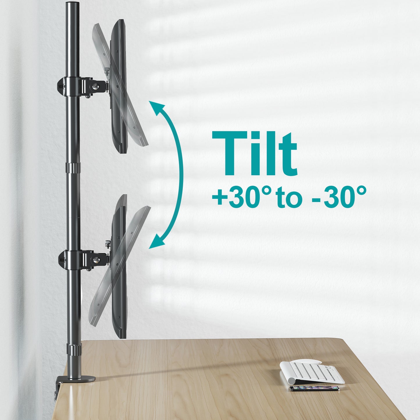 LIFTGO Vertical Dual Monitor Stand for 2 Max 32 inch Stack Screen Monitors, Stacked Monitor Mount with Swivel, Tilt, Height Adjustable, Computer Monitor Arm Holds up to 17.6 lbs Each