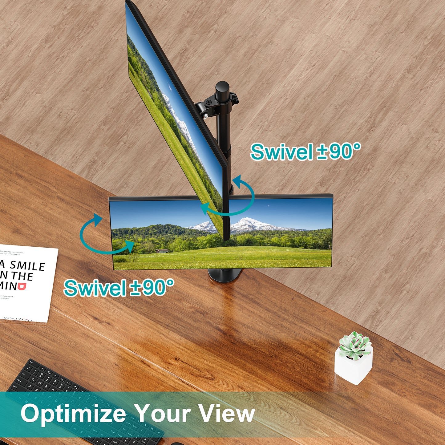 LIFTGO Vertical Dual Monitor Stand for 2 Max 32 inch Stack Screen Monitors, Stacked Monitor Mount with Swivel, Tilt, Height Adjustable, Computer Monitor Arm Holds up to 17.6 lbs Each